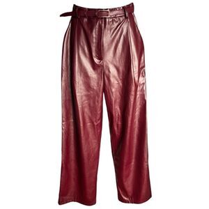 IMPERIAL High Rise Burgundy Trouser Dresser Faux Leather Women Pants Size S